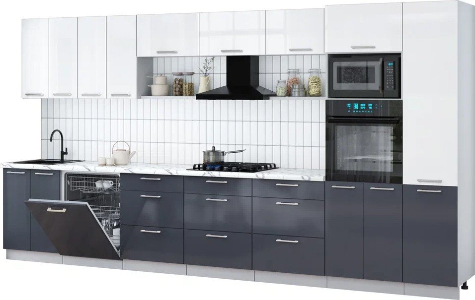 

Готовая кухня Интерлиния Мила Gloss 4.0-ПМ1 (асфальт глянец/белый глянец/белый гранит)