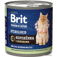 Консервированный корм для кошек Brit Premium by Nature Sterilised с мясом перепелки и яблоками 200 г