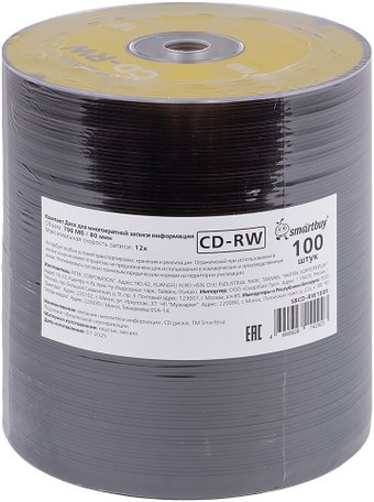 CD-RW диск SmartBuy SBCD-RW100S 700Mb 12х (100 шт.)