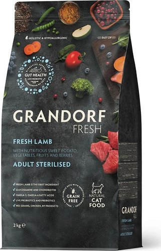 Сухой корм для кошек Grandorf Fresh Adult Sterilised (Ягненок и батат) 2 кг