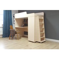 Кровать-чердак Красная звезда Р440 Капризун 5 со шкафом 180x80 (дуб млечный)