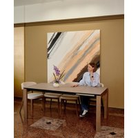 Кухонный стол Виста Бонн-ок HPL 85x138/185 (камень бежевый+черный/дуб олово)