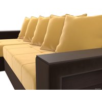 Угловой диван Лига диванов Дубай лайт левый (микровельвет желтый/коричневый)