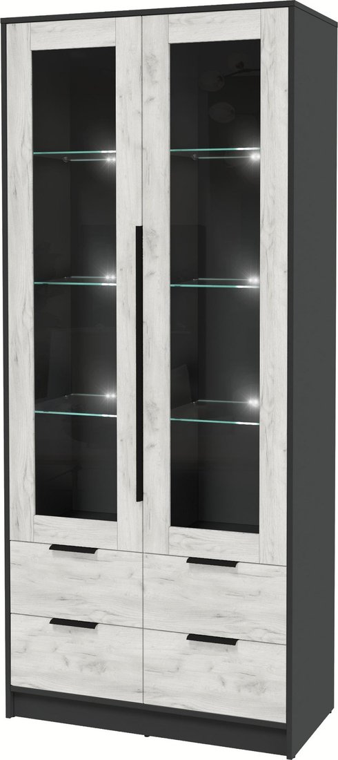 

Шкаф-витрина Интерлиния Концепт КТ-ШВ2 с подсветкой (дуб белый/антрацит)