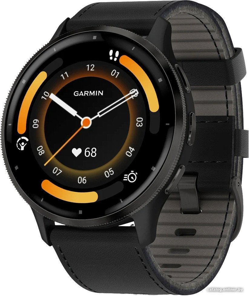 Умные часы Garmin Venu 3 (черный, с кожаным ремешком)