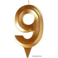Свеча для торта Мультидом Грань Цифра 9 МС5-19 (золото)