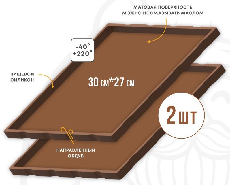 

Поддон для пастилы Сам Себе Шеф силиконовый сплошной 30x27 см (2 шт)