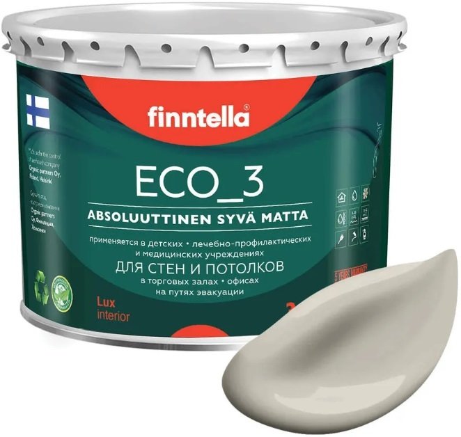 

Краска Finntella Eco 3 Wash and Clean Tina F-08-1-3-LG159 2.7 л (бежевый)