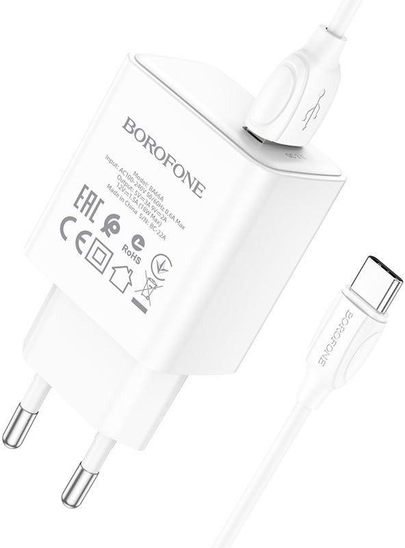 

Сетевое зарядное Borofone BA66A Type-C (белый)