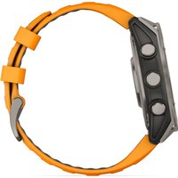 Умные часы Garmin Fenix 8 Sapphire, Titanium 47мм (светло-серый, оранжевый силиконовый ремешок)