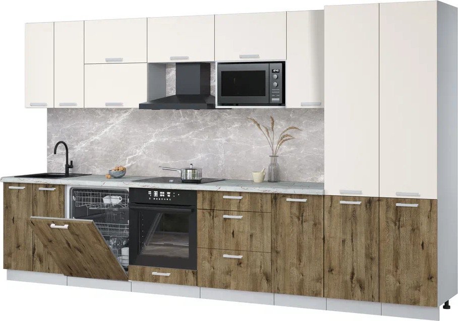 

Готовая кухня Интерлиния Мила Лайт 3.6-ПМ2 (персидский жемчуг/дуб веллингтон/серый каспий)