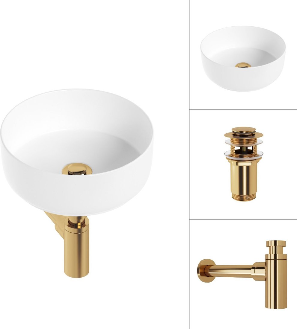 Умывальник Lauter 21499-31 + клапан 21190G + сифон 21635G (золото)