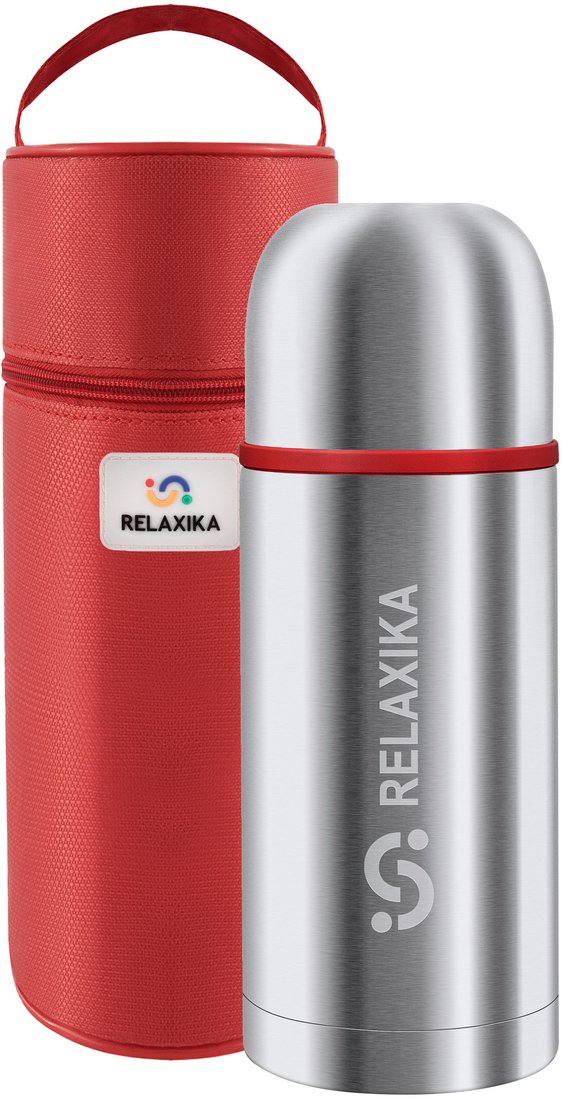 Термос Relaxika 102 P в термочехле 750мл (красный/серебристый)