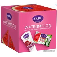 Подарочный набор Duru 1+1 Крем-мыло Арбуз с экстрактом Алоэ 80 г + Крем для рук Гранат 75 мл