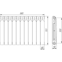 Биметаллический радиатор Теплоприбор БР1 500/90 (11 секций)