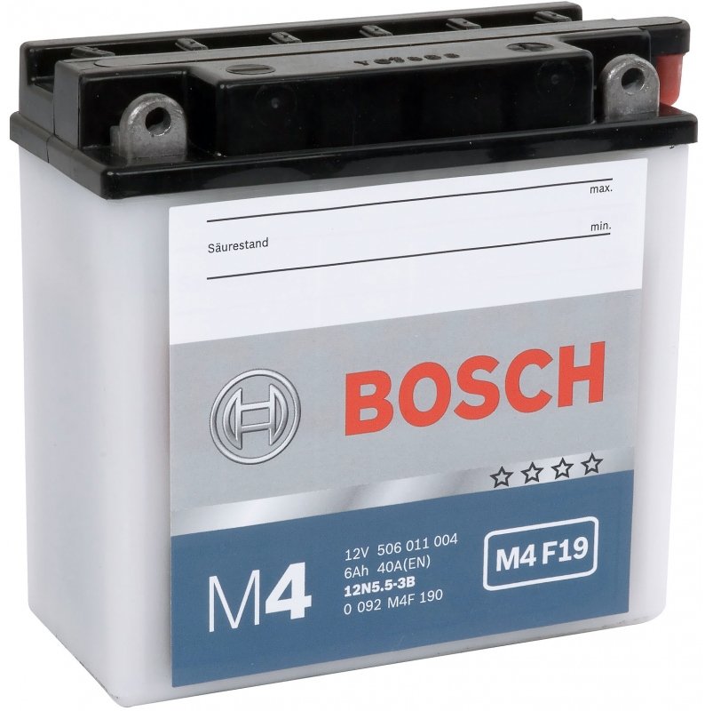 

Мотоциклетный аккумулятор Bosch M4 12N5.5-3B 506 011 004 (5.5 А·ч)