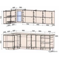 Готовая кухня Интерлиния Мила Матте 1.5x2.5 А правая (луна-луна-травертин серый)