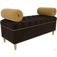 Банкетка Лига диванов Глория 113677 (микровельвет коричневый/желтый/желтый)