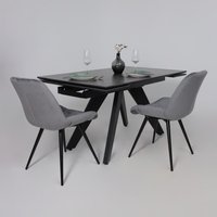Кухонный стол Lepremo AV 2122 МДФ+керамика раздвижной 1400-2000x850 (черный матовый Shakespeare/черный)