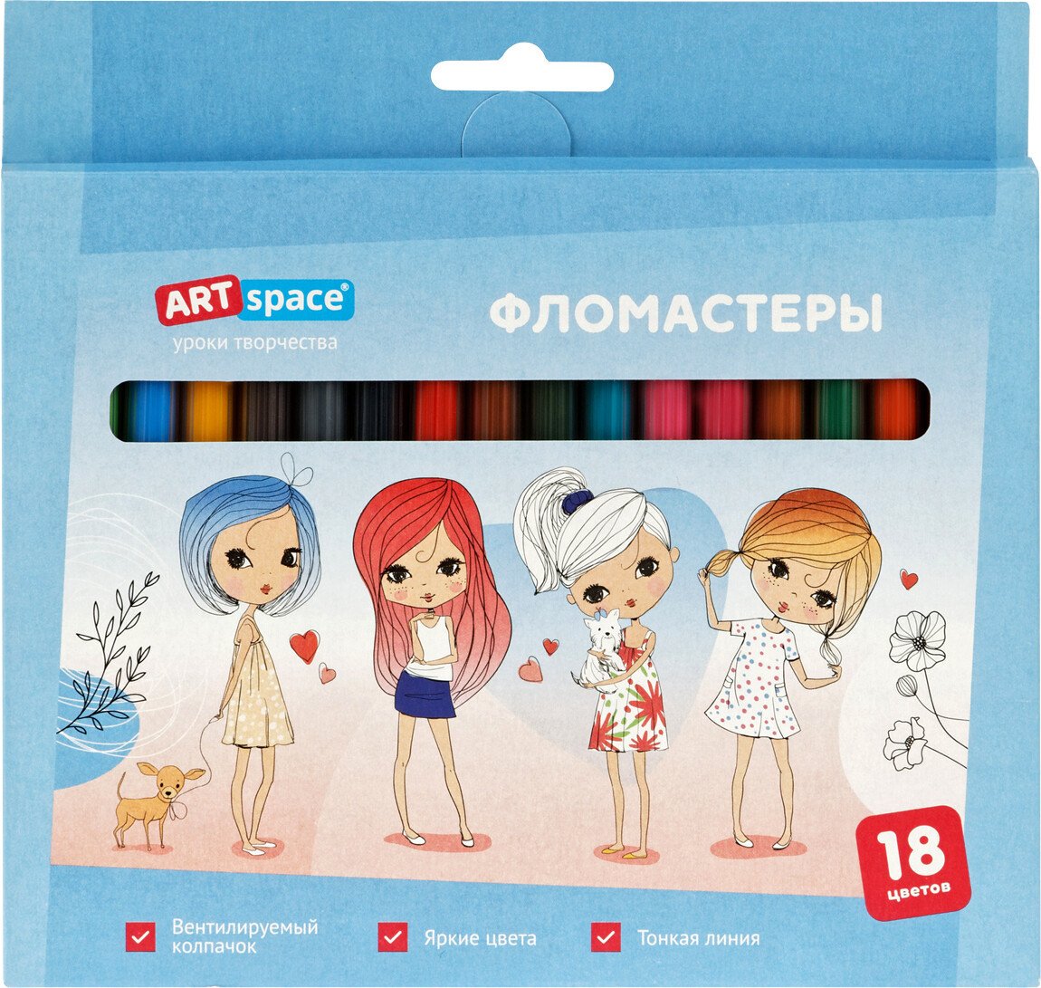 

Фломастеры ArtSpace Модницы WP_71665 (18 цв)
