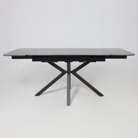 Кухонный стол Аврора Рейн New 1400-2040x900 (камень черный Greys Black/черный матовый)