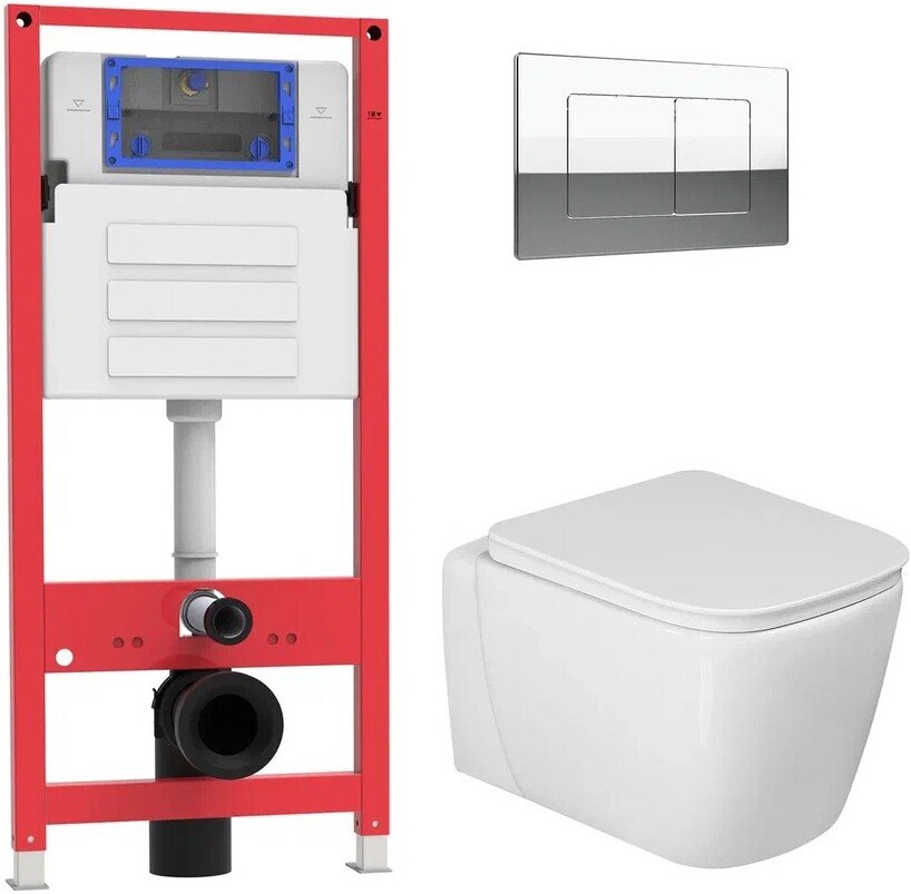 

Унитаз подвесной Oliveeka OL-MQ-003 + OL-G1 + OL-E12-CR (хром)