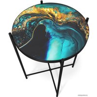 Журнальный столик Sheffilton SHT-CT8-3 (королевский синий/черный муар)