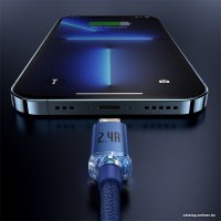 Кабель Baseus Crystal Shine USB Type-A - Lightning (2 м, синий)