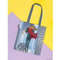 Сумка шоппер JoyArty Супергерой спасает девушку ткань под лен bsh_38704