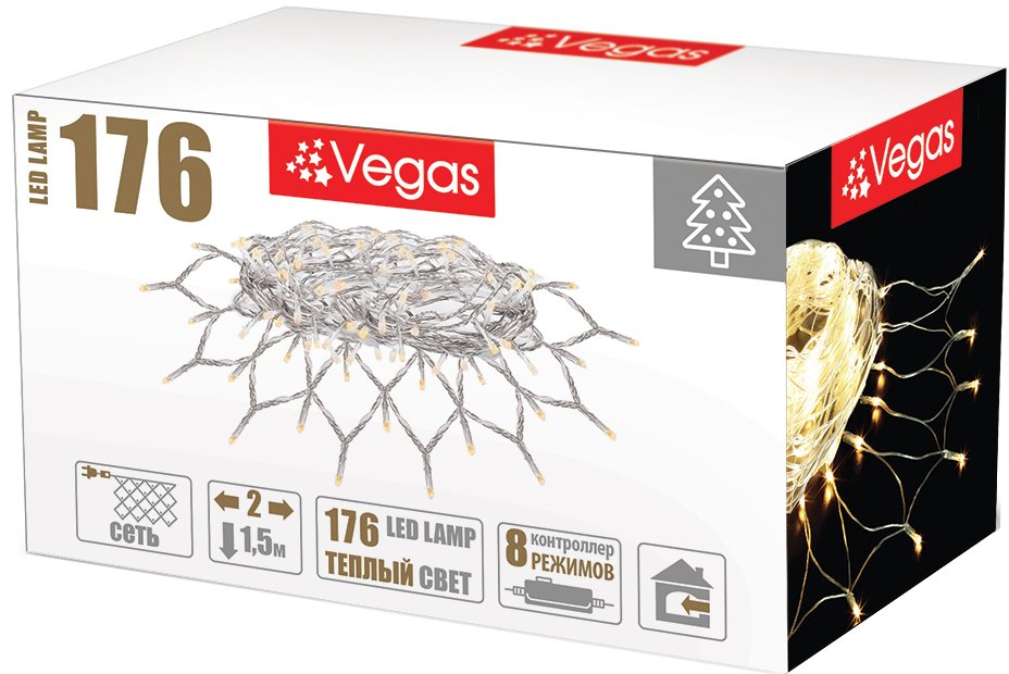 

Гирлянда световая сетка Vegas Сеть 55074 176 LED (белый теплый)