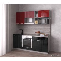 Готовая кухня Интерлиния Gloss 2.0 (красный/черный)