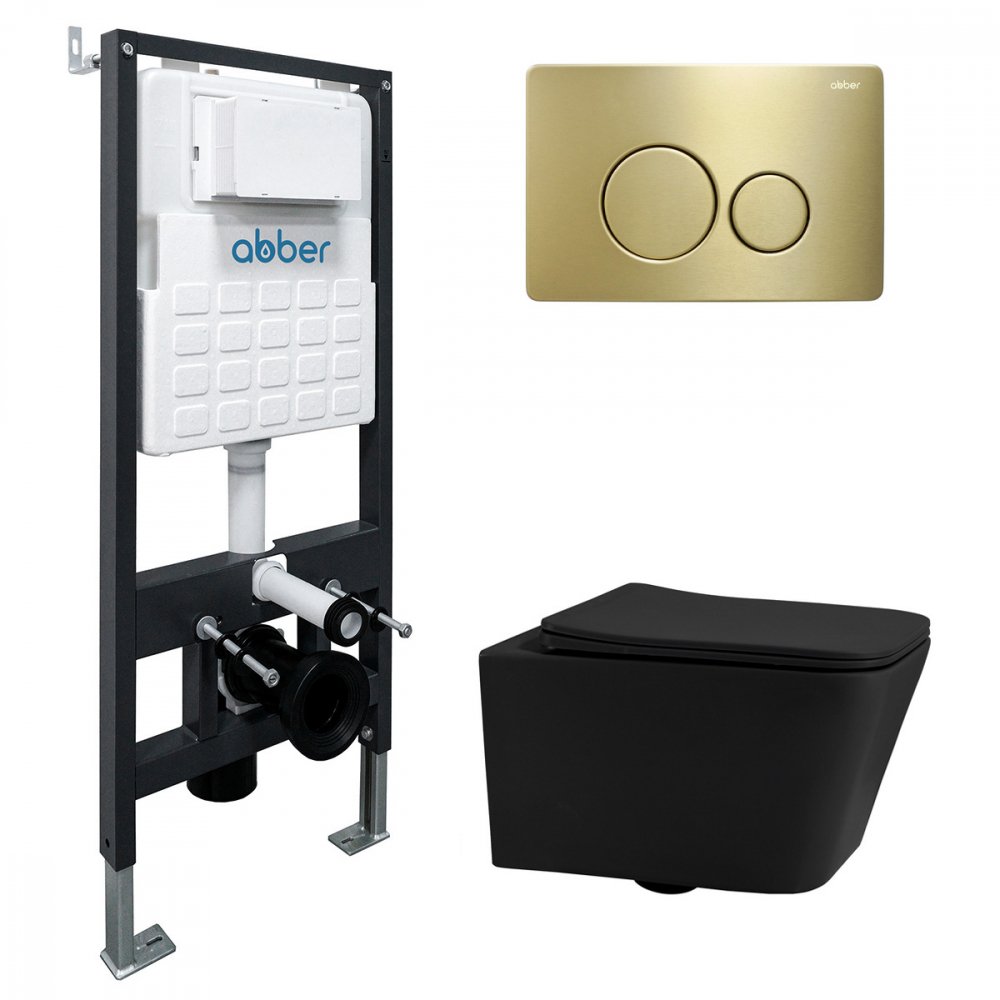 

Унитаз подвесной Abber Rechteck AC1201MB-AC0105-AC0121MMG (с кнопкой смыва)