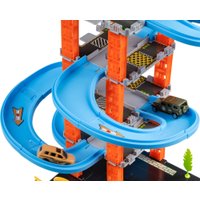 Детские автотреки, трассы Labalu 5-уровневый с дорогой и автомобилями P9588A-1 (голубой, 4 машинки)