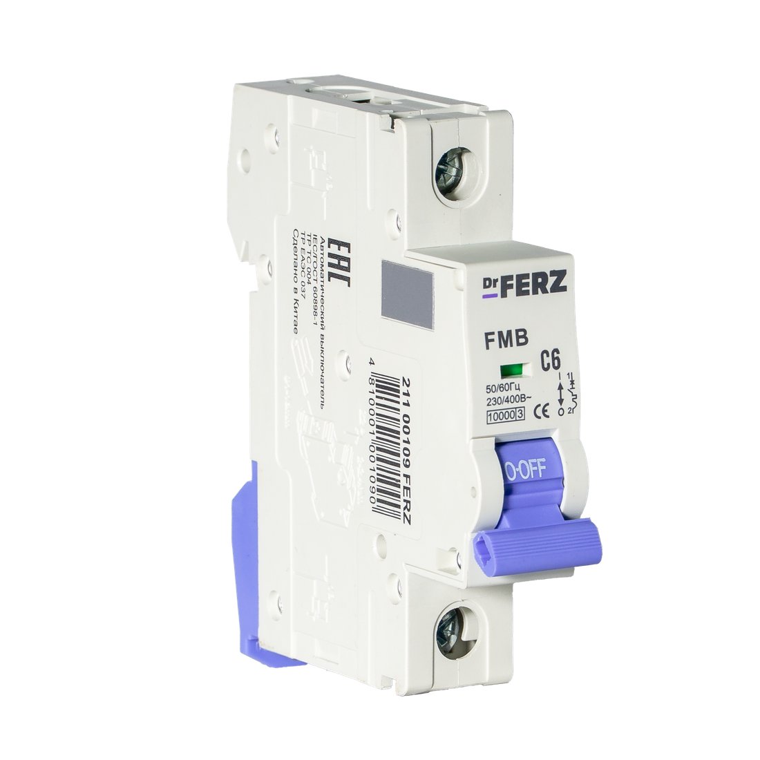 

Выключатель автоматический Dr.Ferz FMB-C 10kA 1P 06 C 21100109FERZ