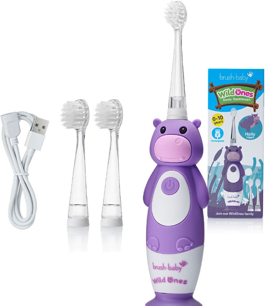 Электрическая зубная щетка Brush-Baby WildOnes Hippo
