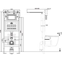 Унитаз подвесной Roxen Berg в комплекте с инсталляцией StounFix Dual Fresh 6 в 1 967240 (кнопка: черная)