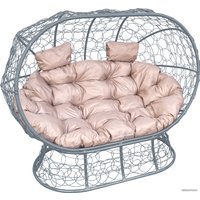 Садовый диван M-Group Лежебока 11190301 (на подставке с серым ротангом/бежевая подушка)