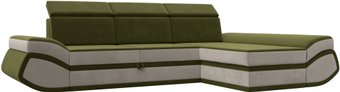 Угловой диван Лига диванов Лига-032 правый 121653 (микровельвет, зеленый/бежевый)