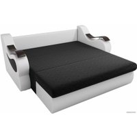 Диван Лига диванов Меркурий 100350 160 см (микровельвет черный/экокожа белый)