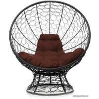 Кресло M-Group Кокос на подставке 11590305 (серый ротанг/коричневая подушка)