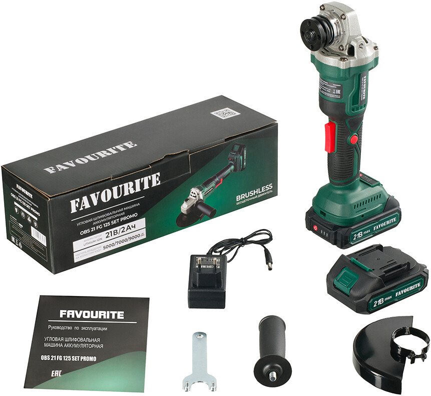 

Угловая шлифмашина Favourite OBS 21 FG 125 Set Promo (с 2-мя АКБ)
