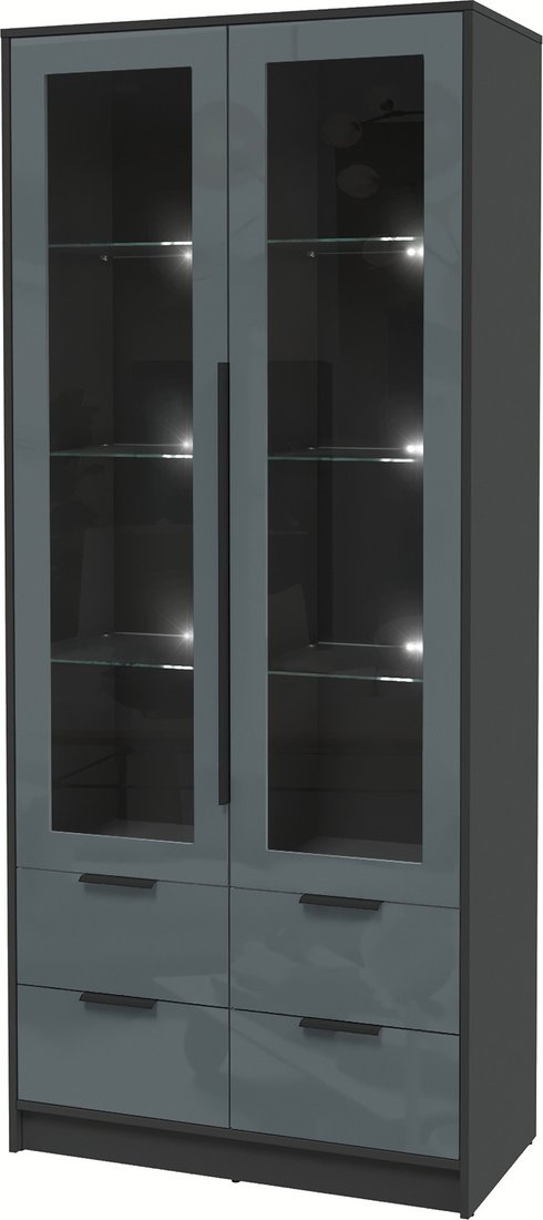 

Шкаф-витрина Интерлиния Концепт КТ-ШВ2 с подсветкой Глосс (антрацит/асфальт глянец)