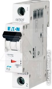 Выключатель автоматический Eaton PL6-C2/1 1P 2A C 6KA 1M 286528