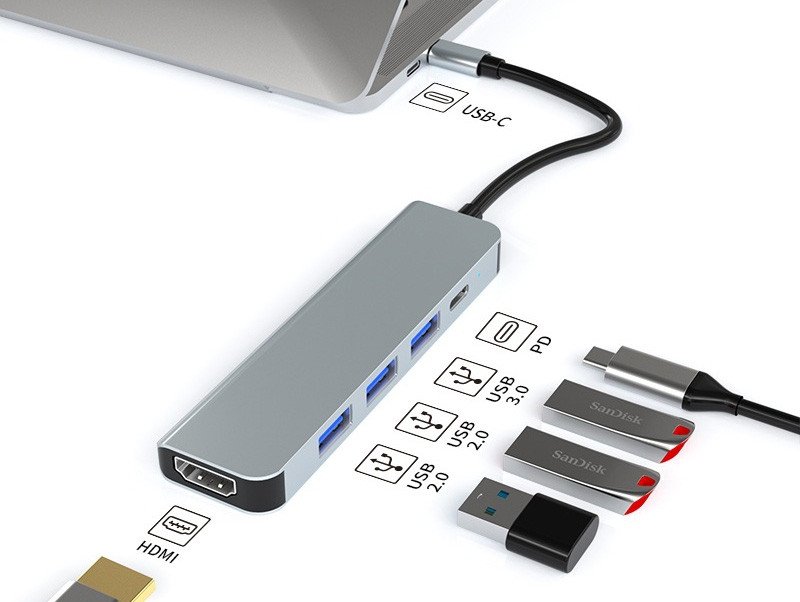 Док-станция Lalaunicky FX-2303 Type-C 5in1 (3 USB-A/1USB-C)