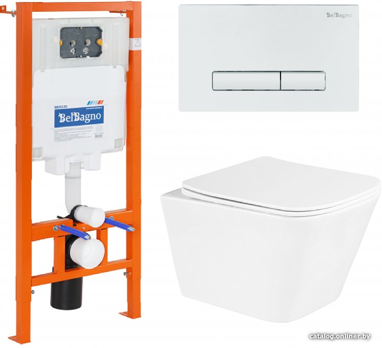 Унитаз подвесной BelBagno BB3103CHR/SC/BB002-80/BB018-GV-BIANCO