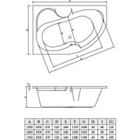 Ванна Bonito Home Arizona 150x105 L BH-AR-102-150L/Su+BH-AR-150L (с ножками и экраном)