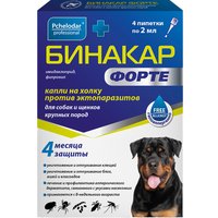 Капли от блох и клещей Pchelodar Бинакар Форте от эктопаразитов для собак/щенков крупных пород (4 пипетки)