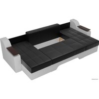 П-образный диван Лига диванов Сенатор 28922 (экокожа, черный/белый)