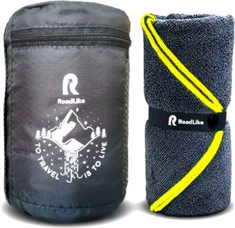 Полотенце RoadLike Terry спортивное охлаждающее381804 (серый/желтый)