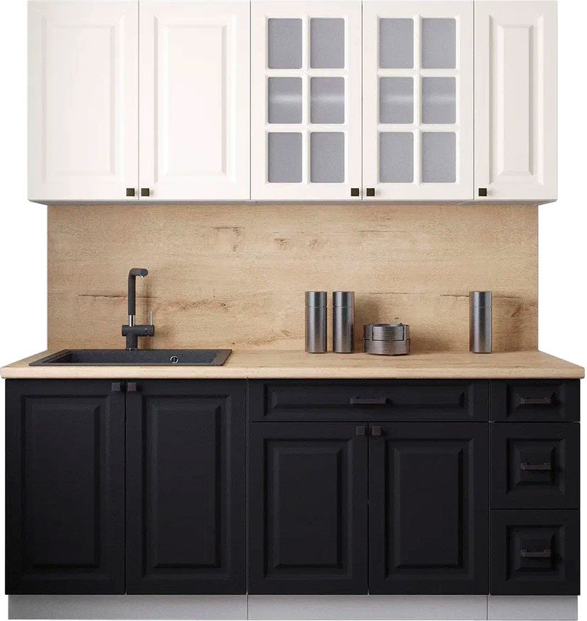 

Готовая кухня Интерлиния Мила Деко 1.9А (черный/белый/дуб бунратти)